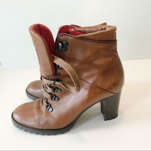 COACH Lucia lace up leather vintage boots